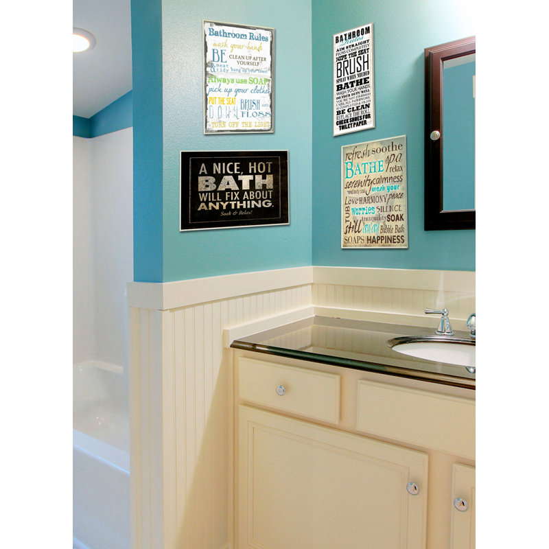 Bathroom - Textual Art, 15" H x 10" W x 0.5" D, Wall Plaque