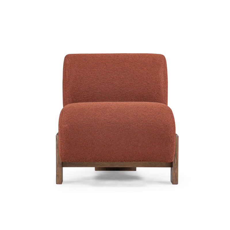 Burnt Orange Curved Wood Frame Slipper Chair