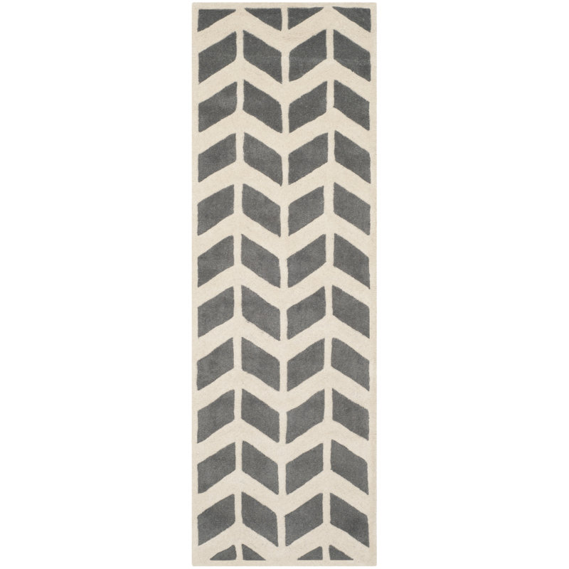 Chevron Wool Hand Woven Area Rug, Runner 69 x 213 cm