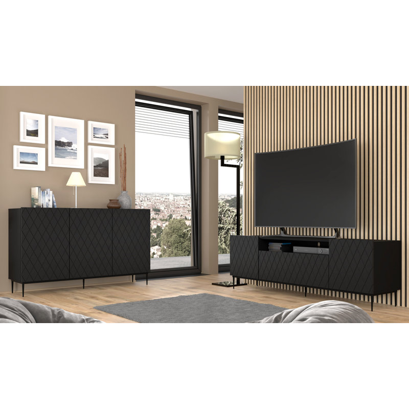 Altis 192.6cm Sideboard, Black Matt/Gold