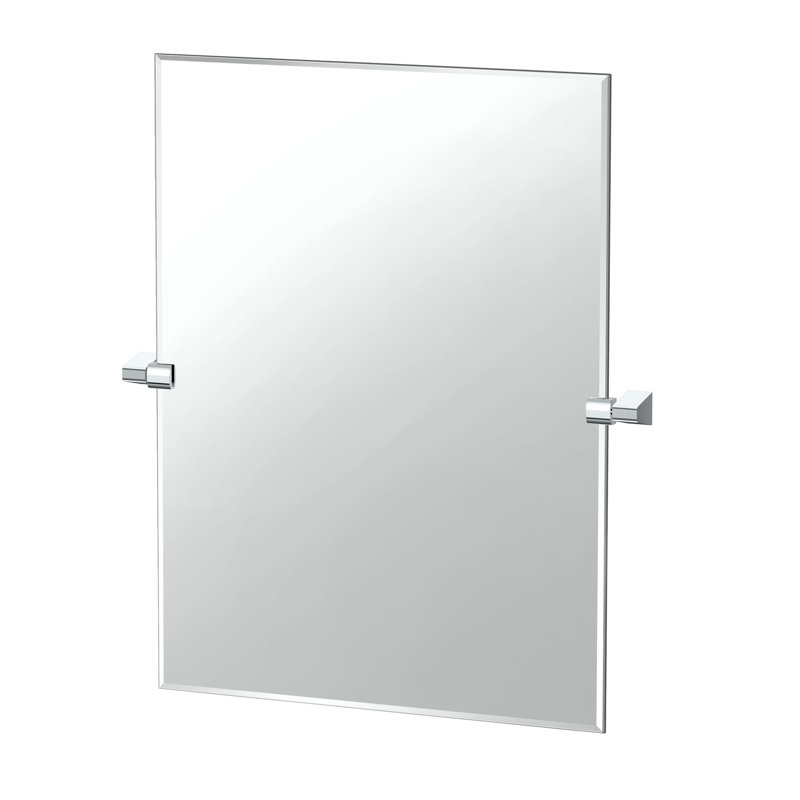 Miroir de salle de bain mural sans cadre A-Line | Miroir mural pivotant, 31,5 po x 26,63 po, Chrome