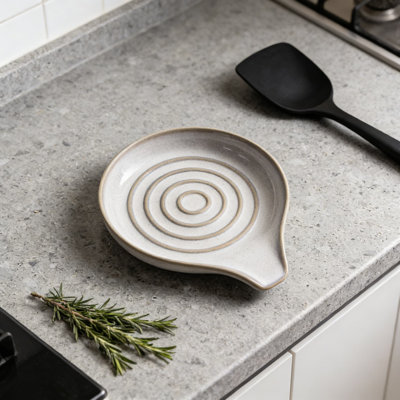 Ceramic Spoon Rest And Utensil Holder For Stovetop, Large Capacity Drip Tray For Spoons, Ladles, Tongs And Spatulas, Easy-Clean Modern Kitchen Decor