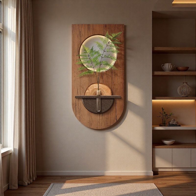 Feng Shui ancien, plante verte, éclairage à DEL, H 55,12 po x l 27,56 po x P 0,47 po