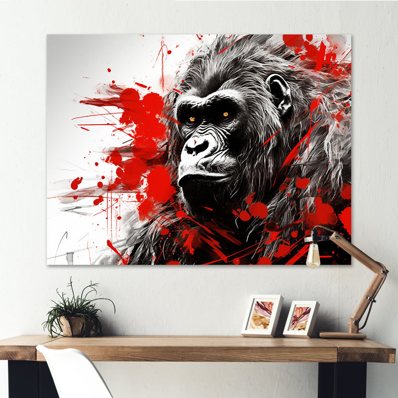 «Red Gorilla Graffiti I» sur toile, Toile tendue, H 12 po x l 20 po x P 1 po