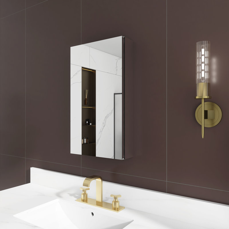 Frameless Medicine Cabinet with Mirror, 26" H x 15" W x 5" D