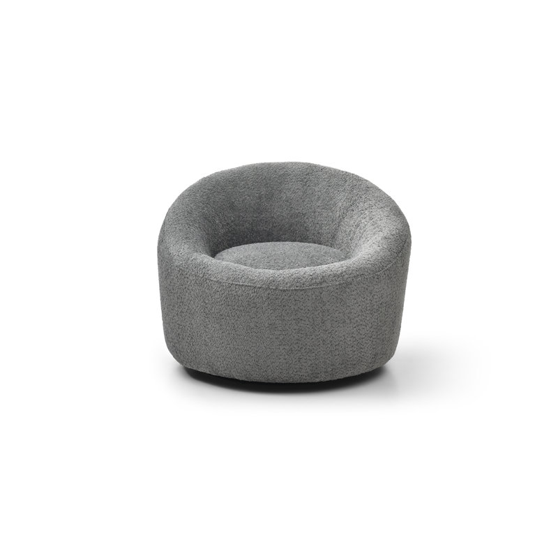 Matok Upholstered Swivel Club Chair, Grey Boucle