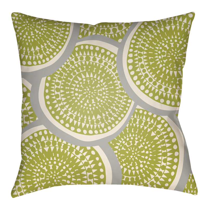 Litchfield Summerville Geometric Outdoor Reversible Throw Pillow, 20" H x 20" W 1" D, Lime Green/Ivory