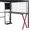 Lit mezzanine en métal avec poste de travail intégré, garde-robe, escalier de rangement et DEL-196682780-196682781