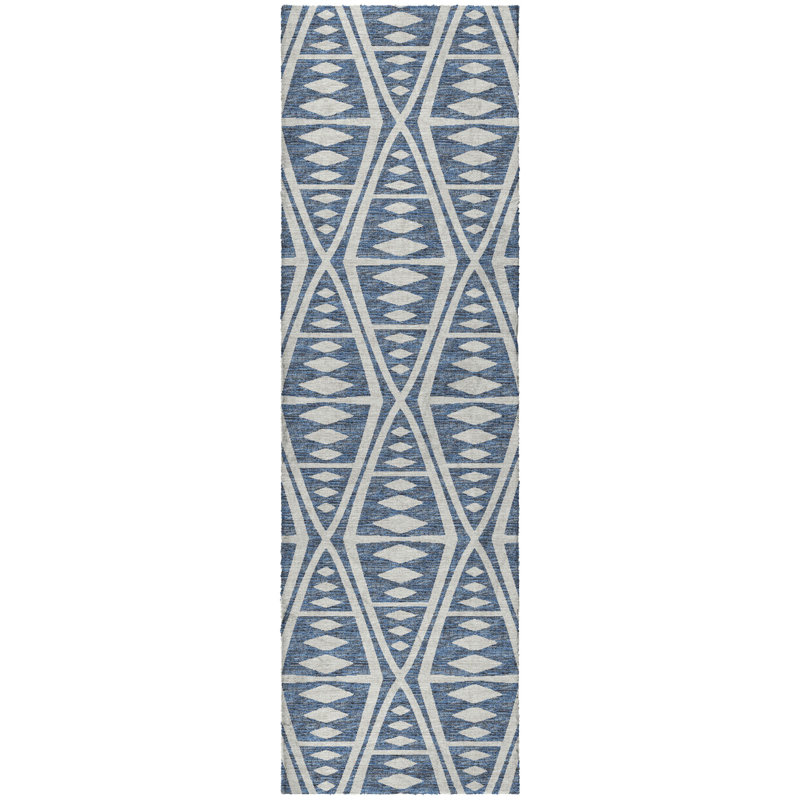 Premium Machine Washable Dream Shag ADS112 Boho Rug, Blue, 2'3" x 7'6" Runner