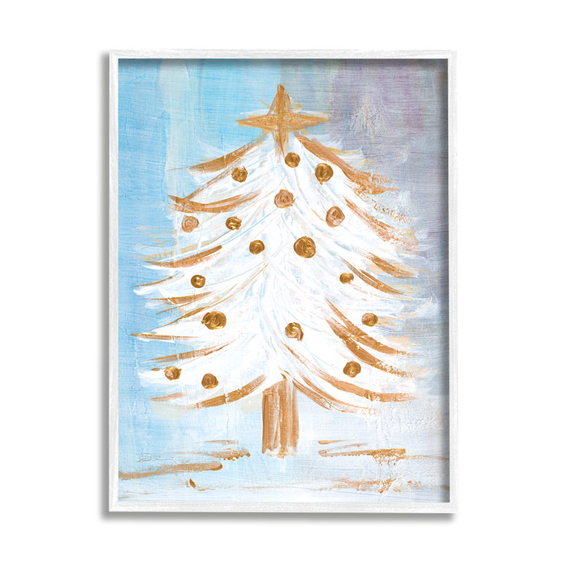 Arbre de Noël festif, art contemporain sur neige forêt tropicale par Robin Maria, H 30 po x l 24 po