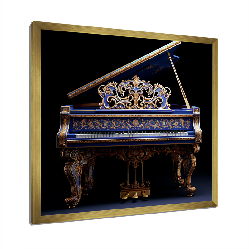 «Baroque Piano Brilliance III», reproduction sur toile, Cadre doré simple, H 16 po x l 16 po x P 1 po