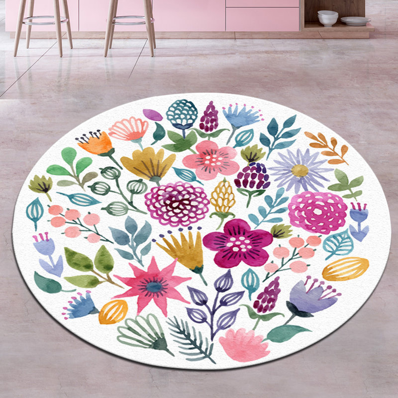 Stylish Round Area Rug, 47.2 Inches Diameter, 100% Polyester, 0.4 Inch Pile Height | Antibacterial, Non-Slip Underside, Machine Washable at 86°F | Perfect for Living Room, Bedroom, & Playroom Decor
