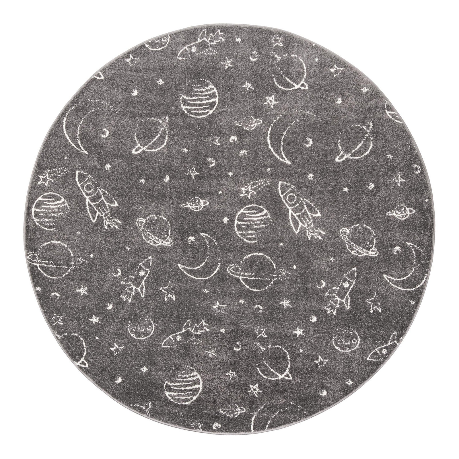 Kids Rug, Round 7'10", Gray