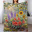Jeté en flanelle de luxe avec fleurs et oiseaux, couverture douce et douce pour le salon-134404971