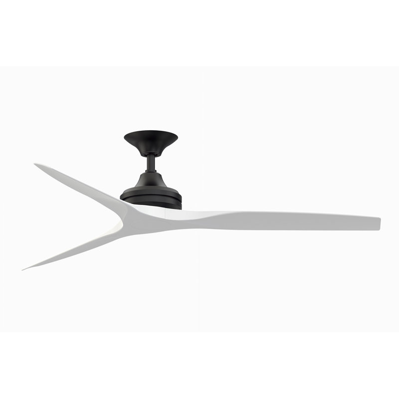 Spitfire 60 inch Indoor/Outdoor Ceiling Fan - Black with Matte White Blades, Black, Matte White