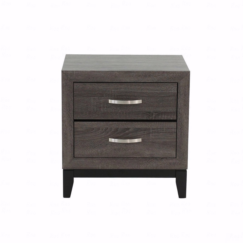 Two-Tone Wooden Nightstand With 2 Drawers, Gray