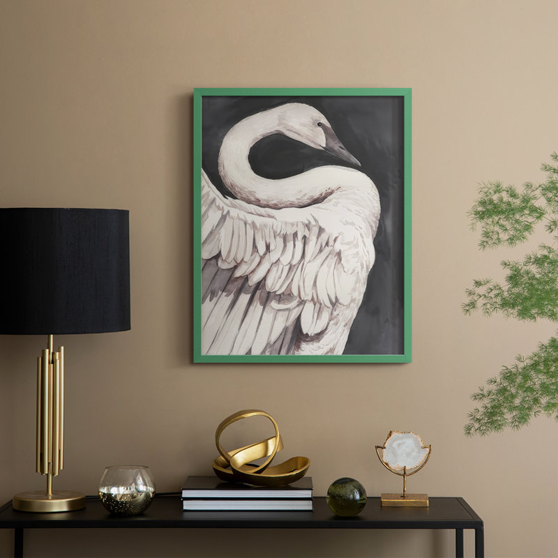 Swan Dance I, reproduction encadrée - bois massif, H 21 po x l 17 po, Vert