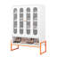Armoire à chaussures moderne à deux portes avec 3 à 4 tablettes réglables, conception surélevée de 15 cm, poignée en acier lisse, pour les espaces de vie, preuve magnétique autoportante en métal et poignée ergonomique quotidienne-711687965