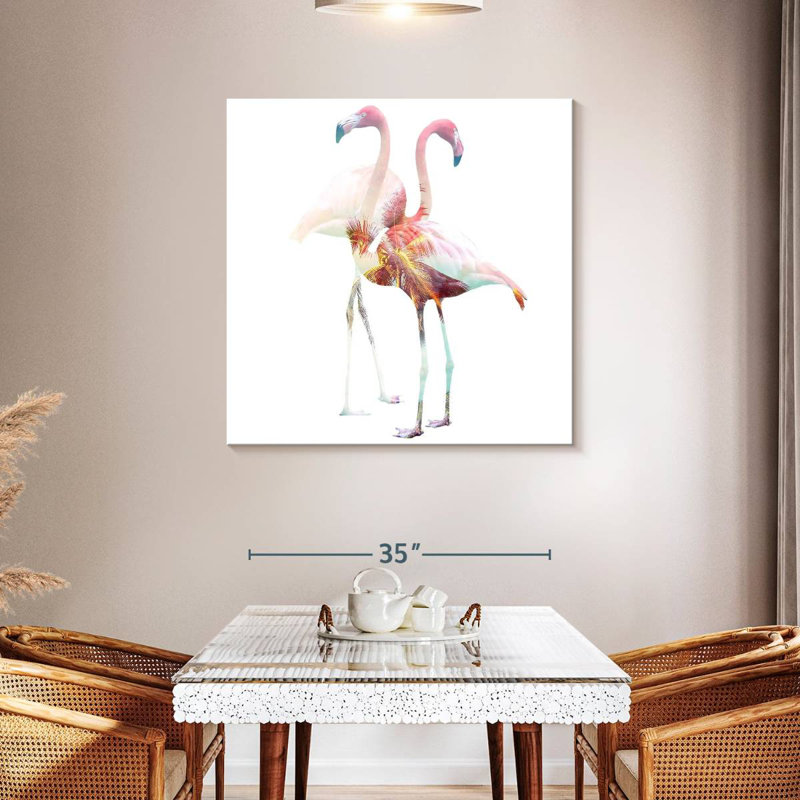 Crowle Tropical Couple Flamingo, 39" H x 39" W