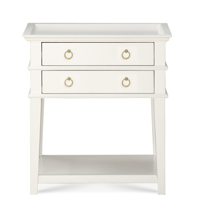 Table de chevet 2 tiroirs Carmona, Blanc