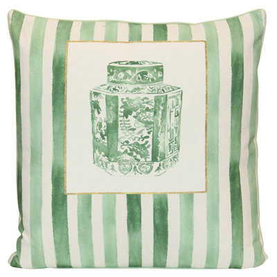 Coussin en porcelaine Tamara Day for StyleCraft - vert et blanc doux - 24 po x 24 po