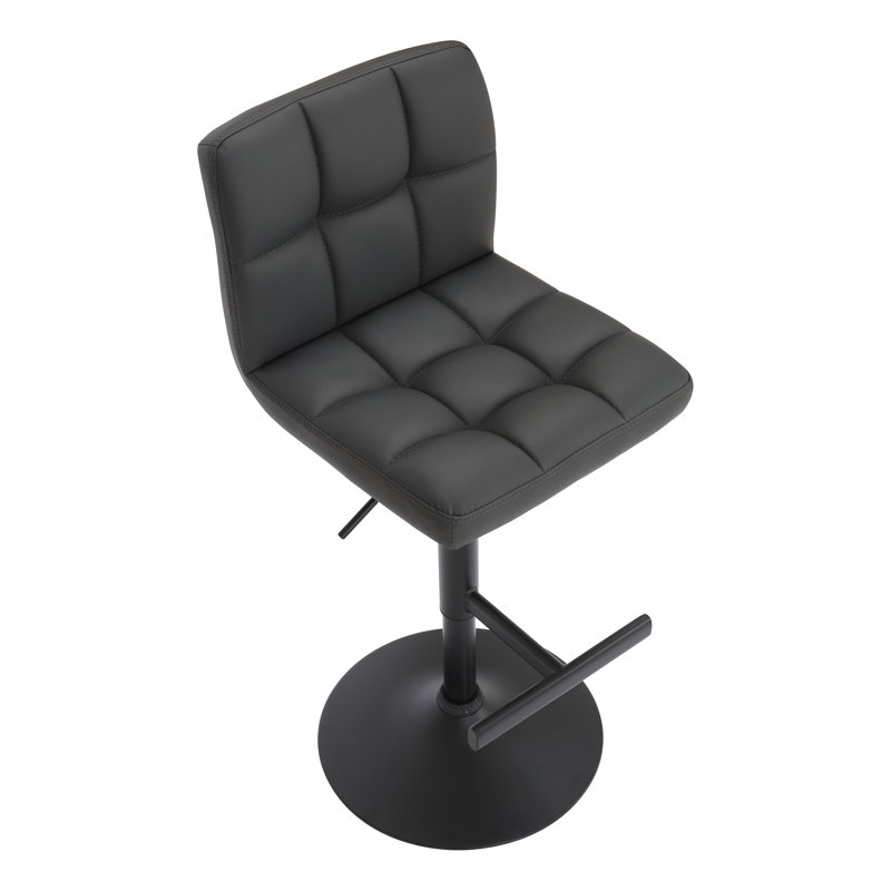 Hetal Swivel Upholstered Adjustable Height Counter Stool with Metal Frame, Charcoal