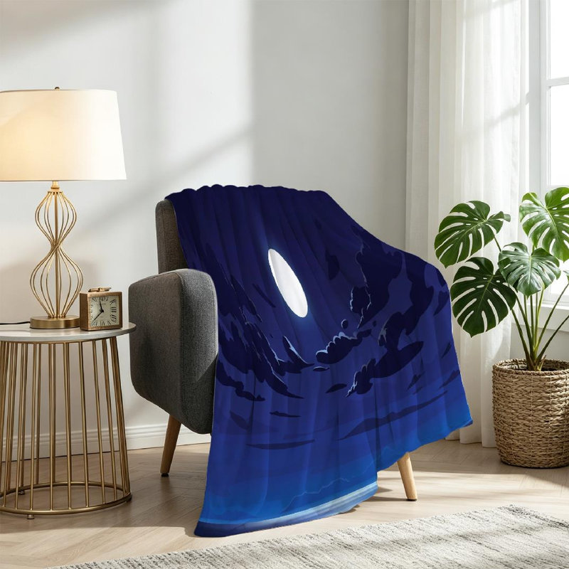 Jeté transparent en flanelle de polaire ultra douce, imprimé de nuages du ciel nocturne, Twin 60" x 80"
