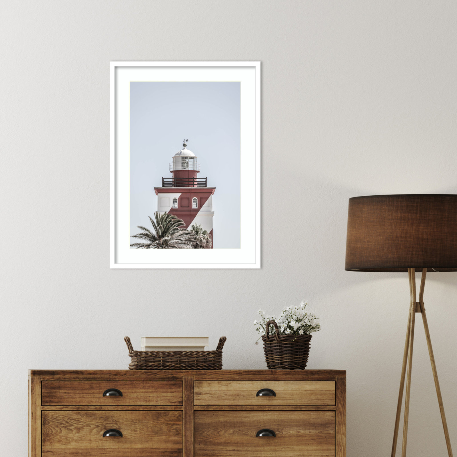 Daisey "Green Point Lighthouse" Print, White, 33" H x 24" W