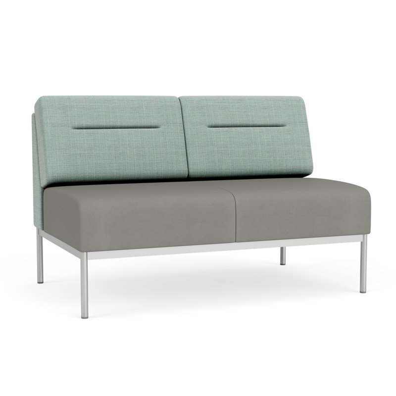 Causeuse Darsey, Argent argent, Chambray écume de mer; Patriot Plus colombe, Sans alimentation