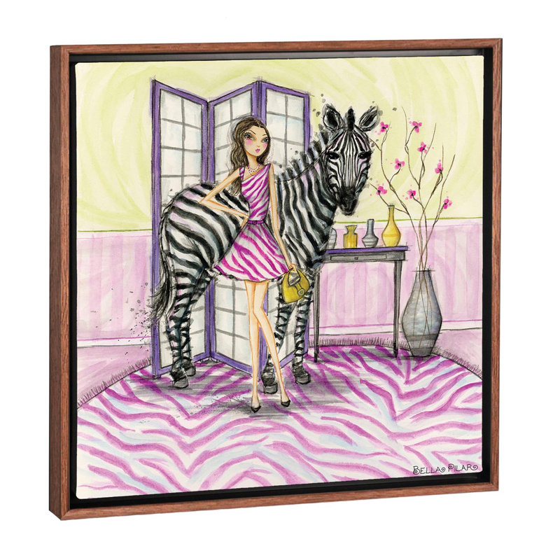 Zoe et zèbre art, H 18 po x l 18 po x P 1,5 po, Toile avec cadre en bois classique