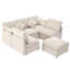 86,6 po Canapé modulaire Canapé modulaire en U Canapé-lit Canapé-lit en L avec repose-pieds mobile et deux ports USB pour le salon, beige