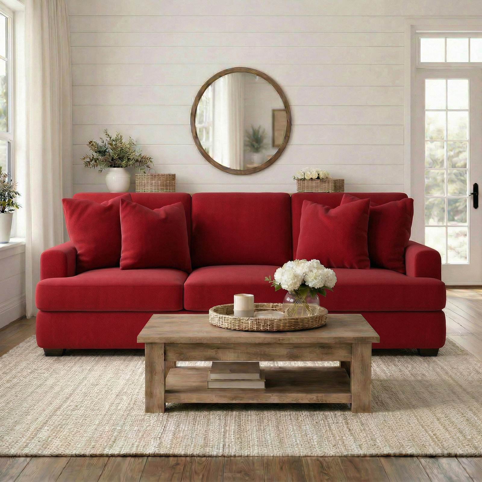 Emilio 90'' Upholstered Sofa, Bayou Flame