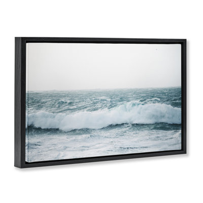 Beach Waves Horizon Framed Floater Canvas by Nataly White
