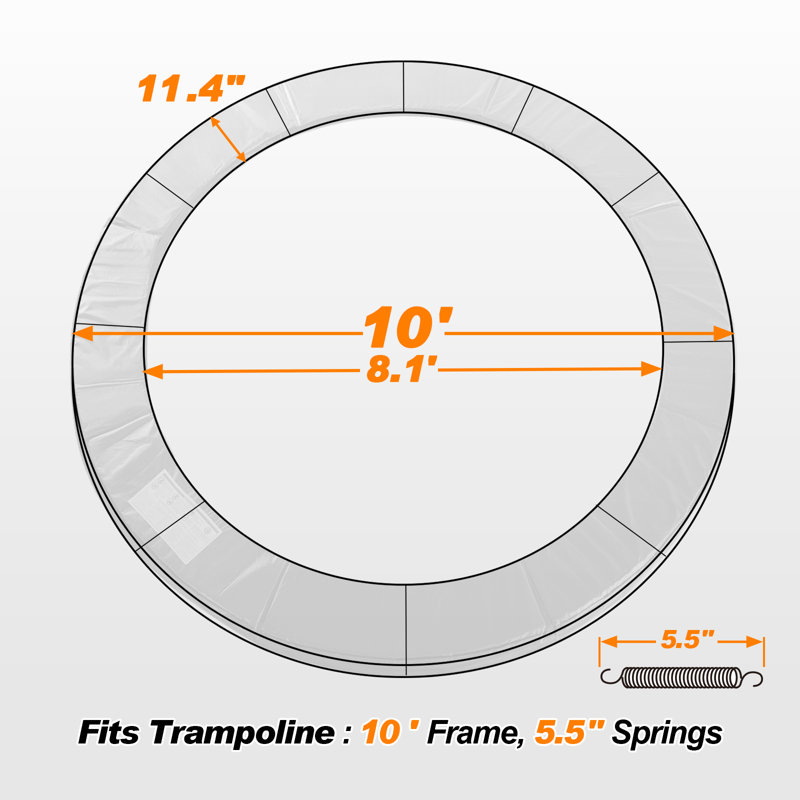 Blue Waterproof Trampoline Safety Pad for 8-16 Foot Frames