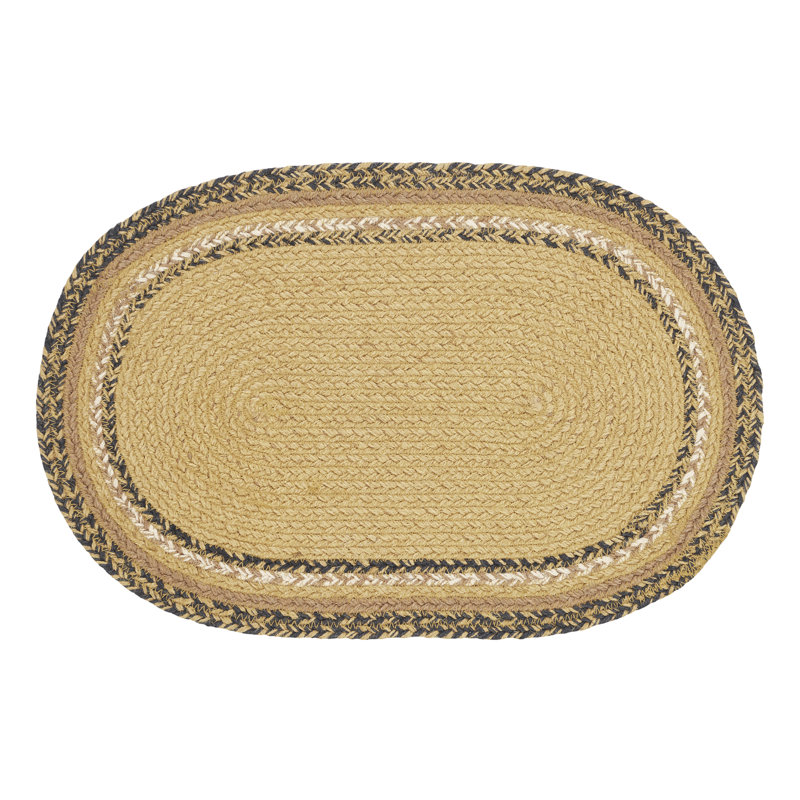 Kettle Grove Geometric Oval Placemat, 18" L x 12" W, Dark Beige
