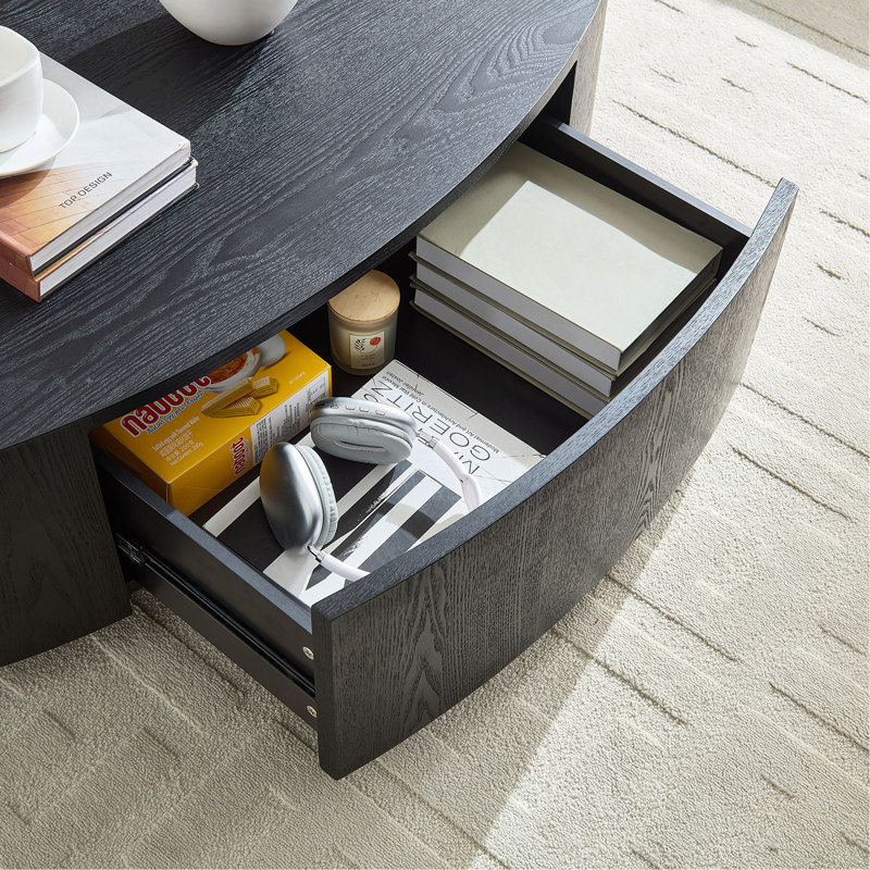 Table basse ovale de luxe moderne, pièce décorative élégante pour le salon, Noir