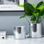Sagebrook Home Elegant Silver Ceramic Disco Planter, 2-Pieces