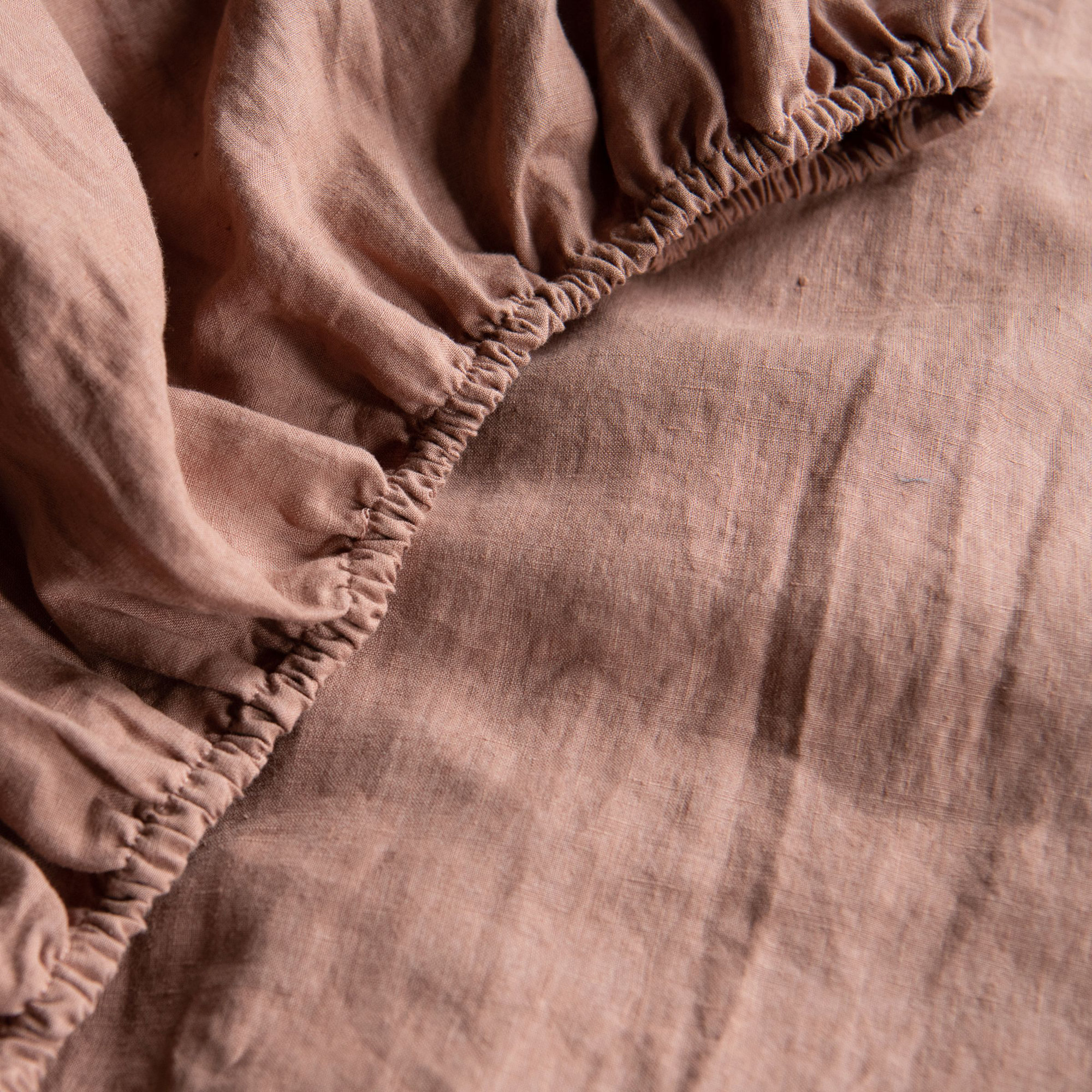 100% French Linen Sheet Set, King Sheet Set with 2 Pillowcases, Clay
