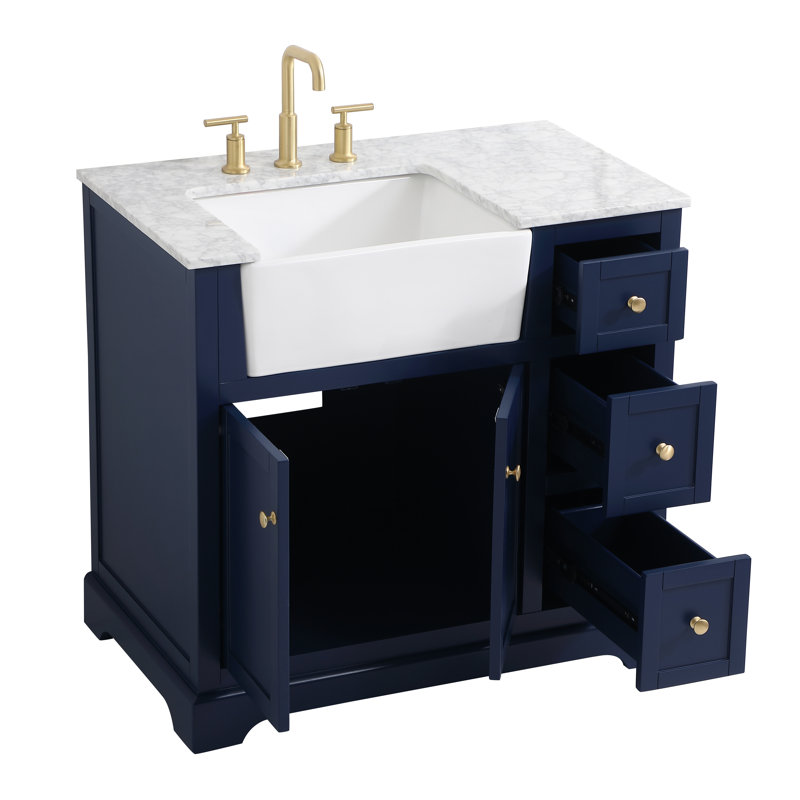 Meuble-lavabo simple 36 po Pardue, Bleu