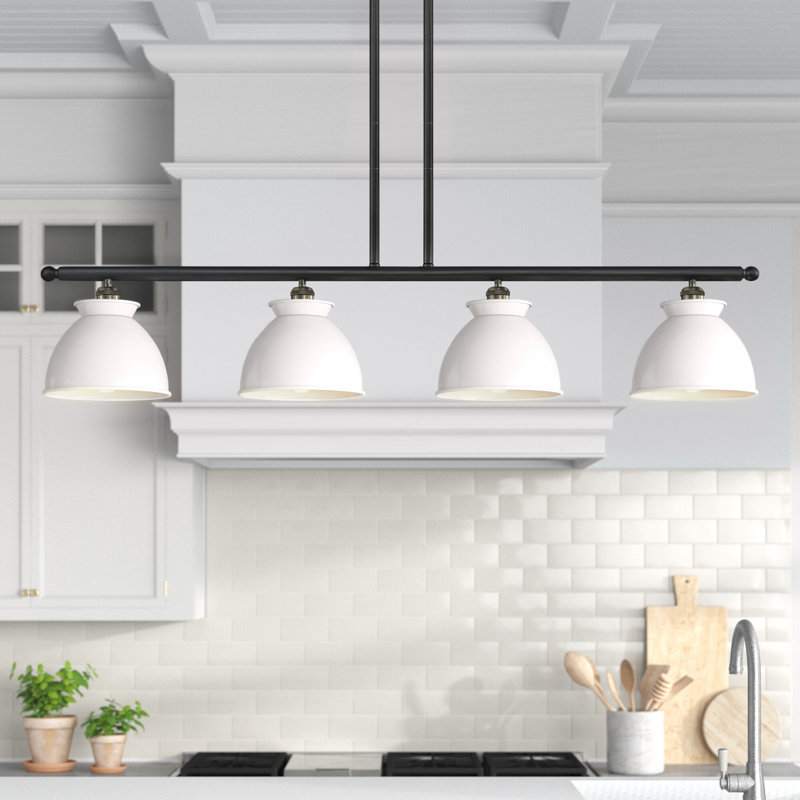 Arev 4 - Light Kitchen Island Pendant, Brushed Brass, Yes, Glossy White
