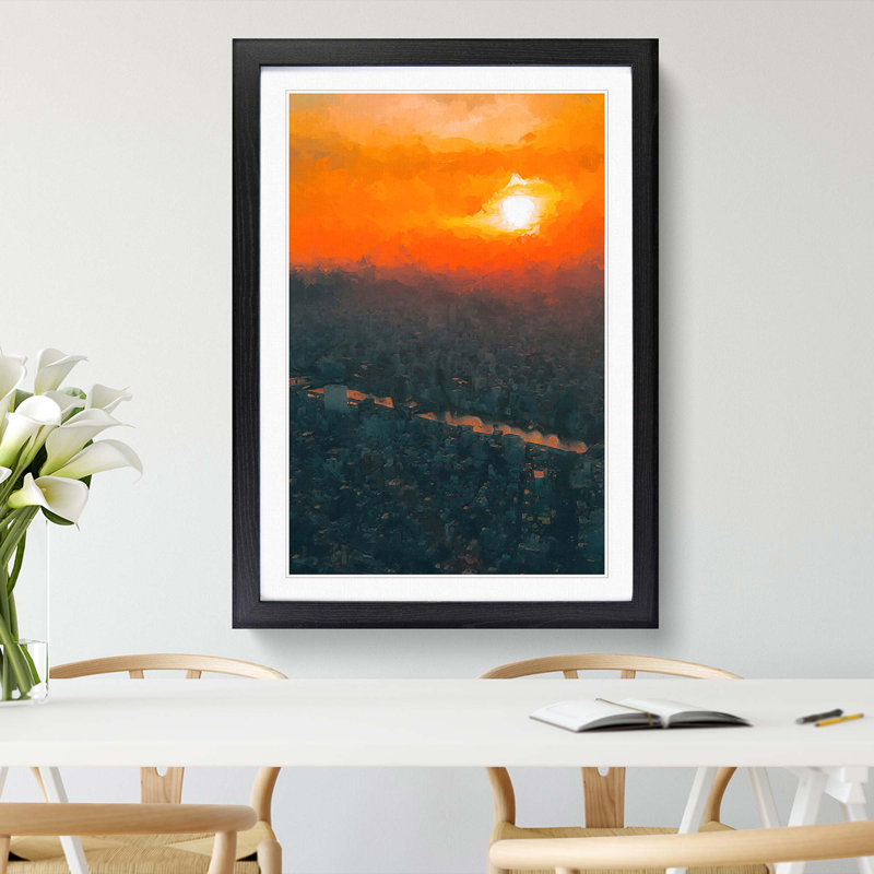Sunset over Tokyo in Abstract - Picture Frame Graphic Art Print, Black Framed, 65cm H x 48cm W x 2cm D