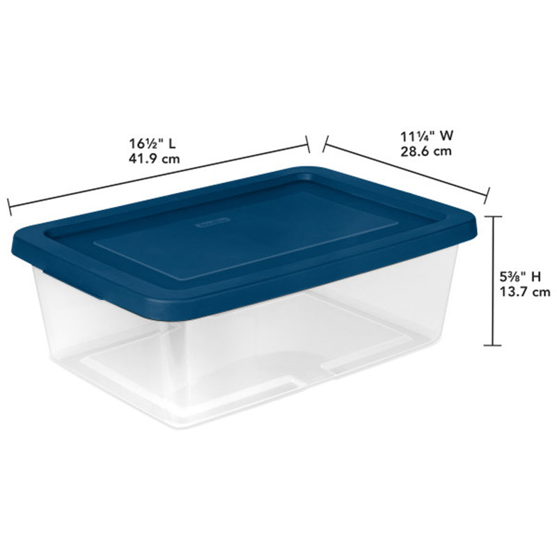 Sterilite 12 Qt Storage Boxes Clear Plastic Containers with Lid, Set of 12, Blue