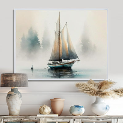 Sailboat Anchored - Coastal Boat Canvas Art