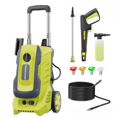 Laveuse à pression électrique 4200PSI 2,5 gallons par minute, élimination de la crasse, large couverture de nettoyage, avec 4 buses réglables, canon à mousse 500 ml, lance en acier inoxydable, système d'arrêt total automatique pour voiture, entrée, clôture, jardin, cour, nettoyage extérieur