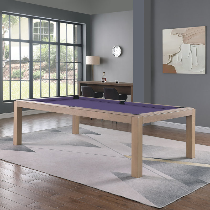 Table de billard en ardoise avec plateau de salle à manger Olivia, Bois de frêne flottant, Remise en plastique l 8 pi