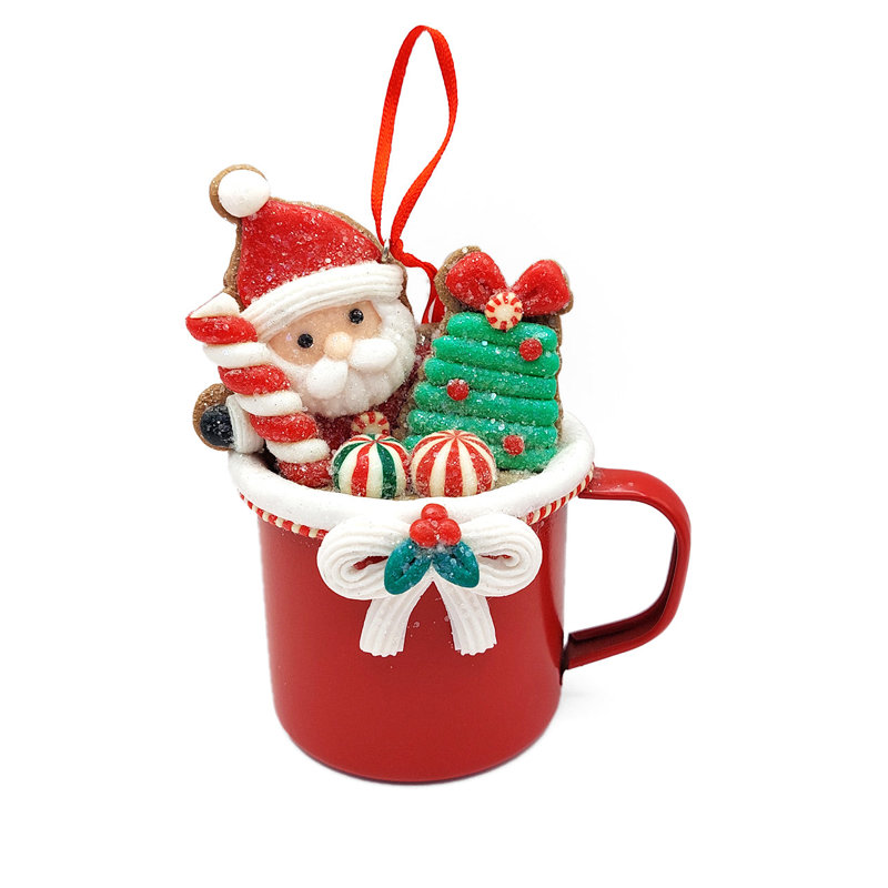 Ornement de Noël - tasse avec pain d'épices.  Décoration festive F07-N2-19-DAA101A
