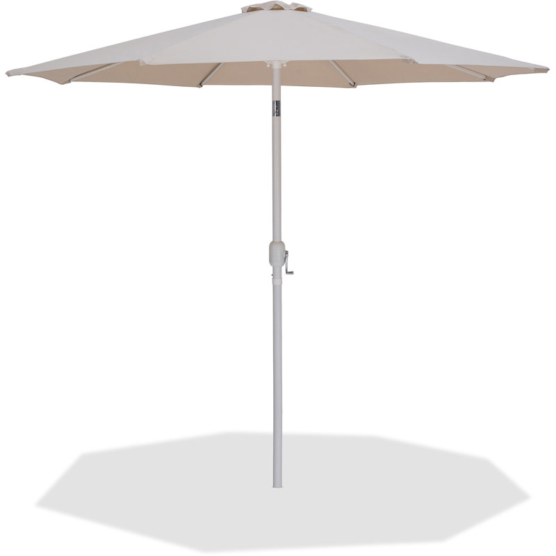 Parasols de patio en tissu Chavelle, Beige, Blanc