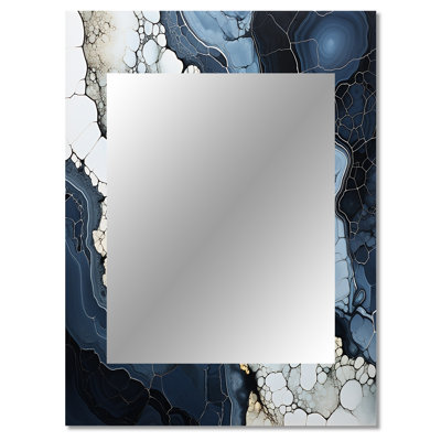 Blue Stone Geode Minimalism - Spiritual Stone Mirror, Traditional Decorative Wall Mirror, Printed Metal Art