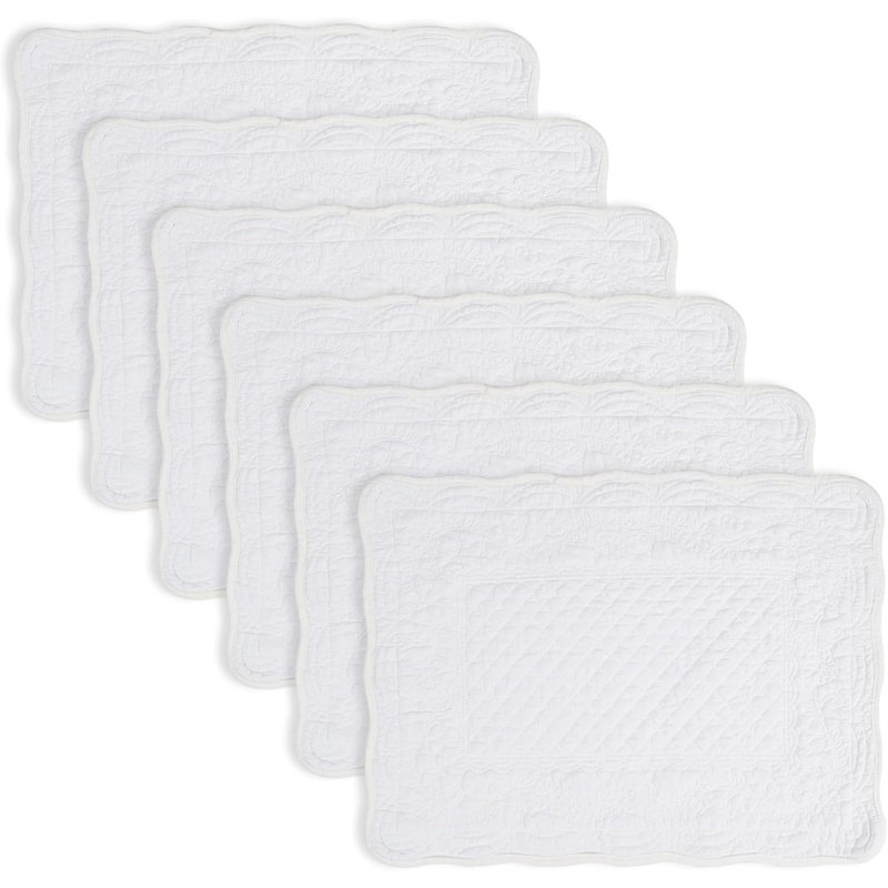 Ensemble de 6 napperons rectangulaires en coton matelassé lavable à la machine pour la cuisine ou la table de salle à manger