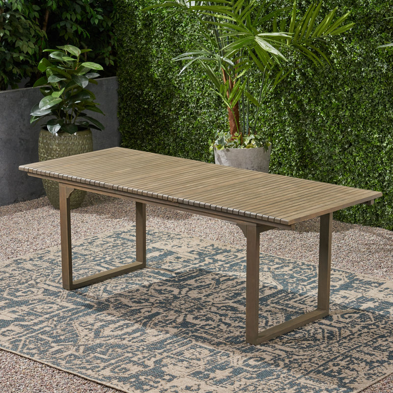 Table de salle à manger d'extérieur extensible en bois d'acacia, gris